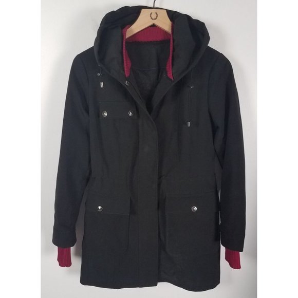 Unbranded Jackets & Blazers - Women's Sz. S Black & Berry Hooded Adjustable Full Zip Water Resistant Jacket